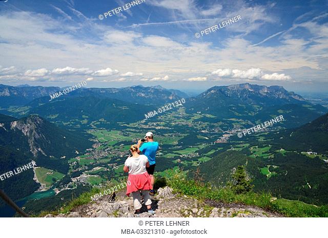 Germany, Bavaria, Berchtesgadener Land (district), Schönau, Jenner, valley view, view, Hiker