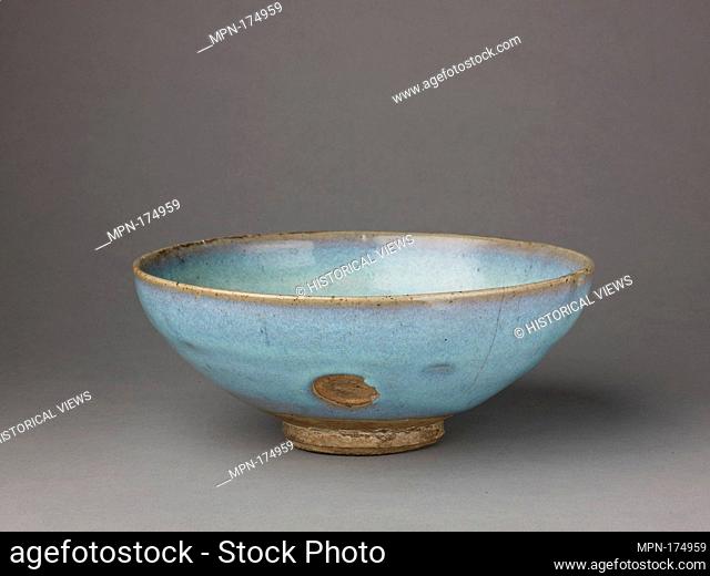 Deep bowl, Jun ware. Artist: Chinese , Yuan Dynasty; Date: 13th-14th century; Culture: Chinese; Medium: Stoneware with blue glaze; Dimensions: Diameter: 8 1/4...