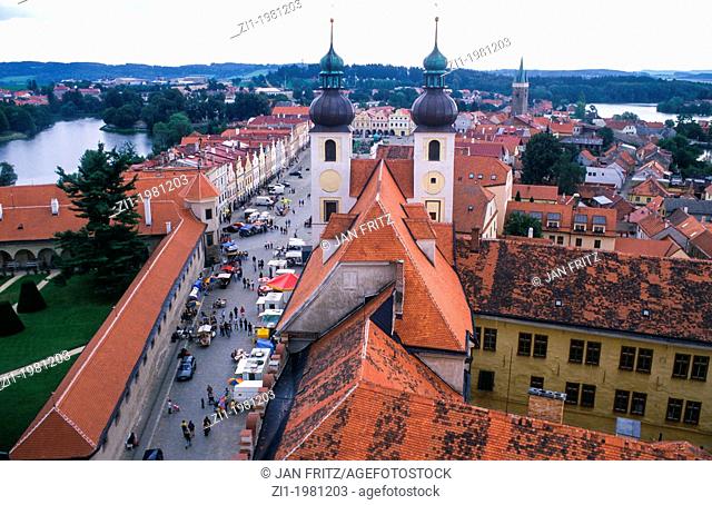 view at the historic centre of Telc at Czech