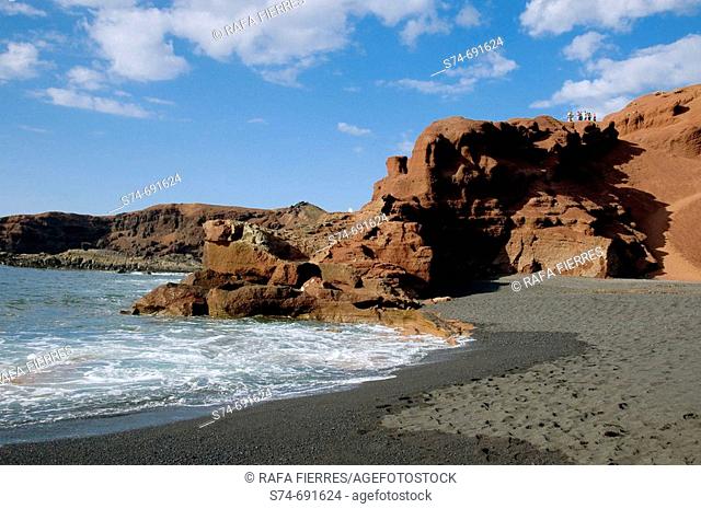 Beach, El Golfo, Lanzarote. Canary Islands, Spain