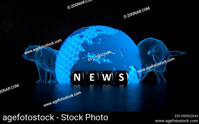 The worldwide stock news. 3d illustration