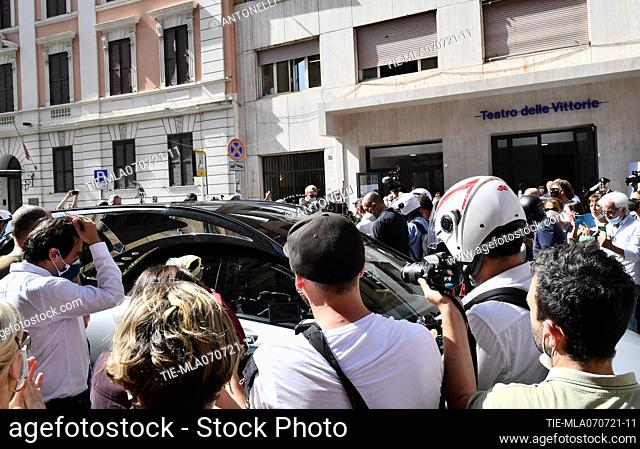 Funeral procession of the Italian TV icon Raffaella Carra '. Ten motorcycles of the local police transport the most beloved artist in Italy to the symbolic...