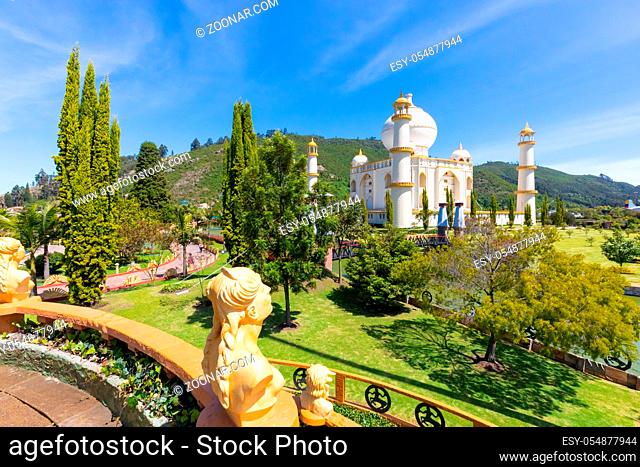 Bogota, June 27 Taj Mahal replica and luxuriant gardens in the family amusement park named Duque built in 1983 in Bogota and visited by millions of people every...