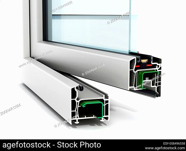 PVC window detail isolated on white background