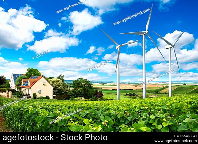 wind power, solar, sustainability, renewable energies, energy plus-house