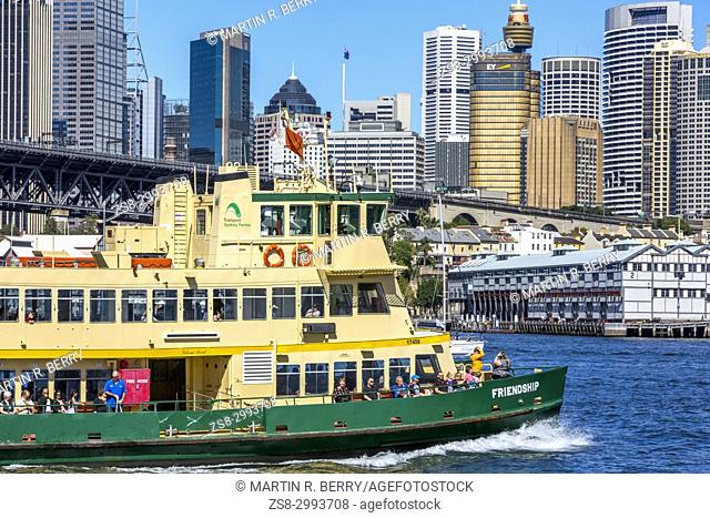 Iconic Sydney ferry travelling on Sydney harbour, New South Wales, Australia