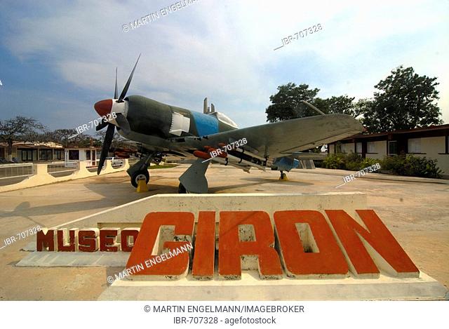 Military airplane in front of the Girón Museum, Bay of Pigs, Cuba, Caribbean