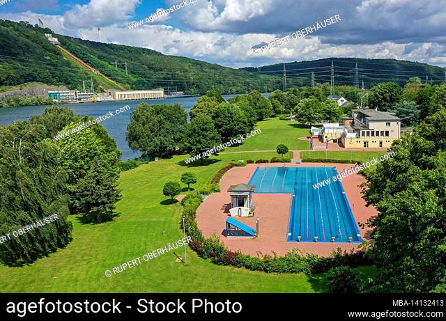 hagen, north rhine-westphalia, germany - strandbad hengstey am hengsteysee, the hengsteysee is a reservoir completed in 1929 and operated by the ruhrverband in...