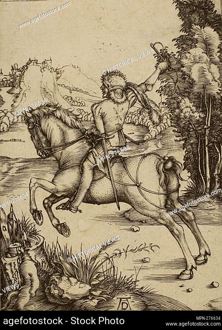 Author: Albrecht Drer. The Small Courier - c. 1496 - Albrecht Drer German, 1471-1528. Engraving in black on ivory laid paper. 1491'1501. Germany