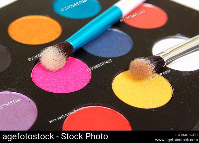Colorful Pressed Pigment Pallets Close up