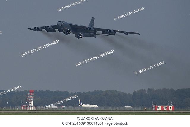 U.S. strategical bomber B-52 Stratofortress (pictured) lands in Airport Mosnov, Czech Republic, September 13, 2016. Bomber B-52 will have their first flights...