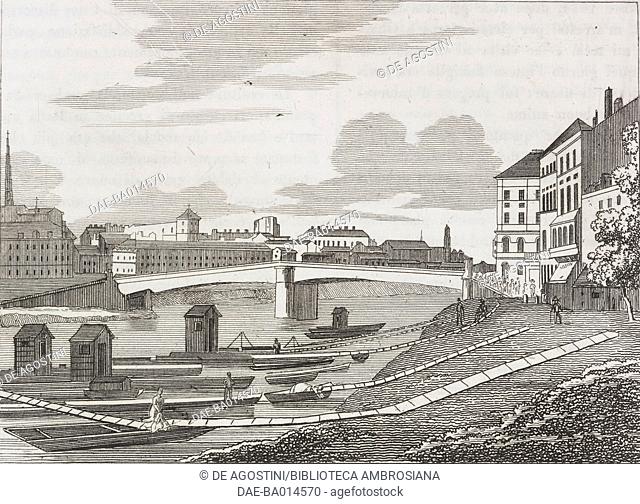 View of Vienna along the Danube, Austria, engraving from L'album, giornale letterario e di belle arti, Saturday, June 23, 1836, Year 3