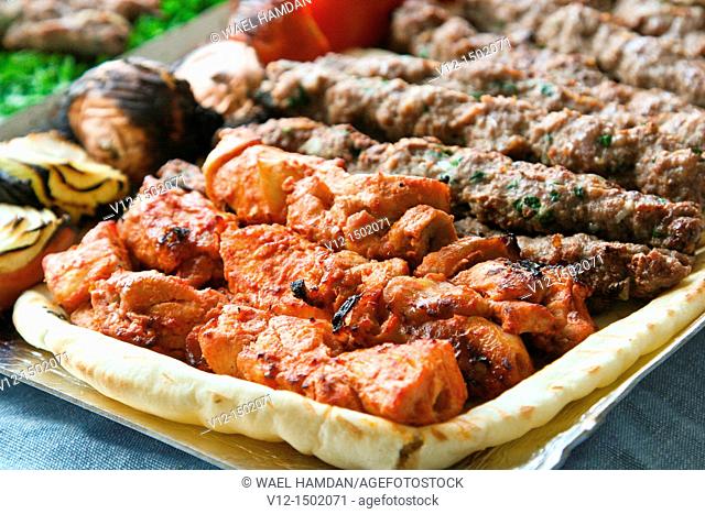 Grilled shish tawook , Kebab and kofta, arabic food
