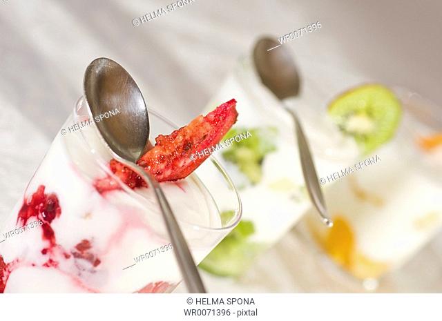 Fruit yoghurt in a glass
