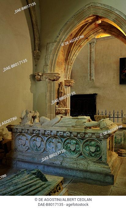 Tomb of Renaud de Bourgogne (1260 ca.-1321) in Saint-Pierre Abbey Church, Baume-les-Messieurs, Burgundy-Franche-Comte, France, 14th century