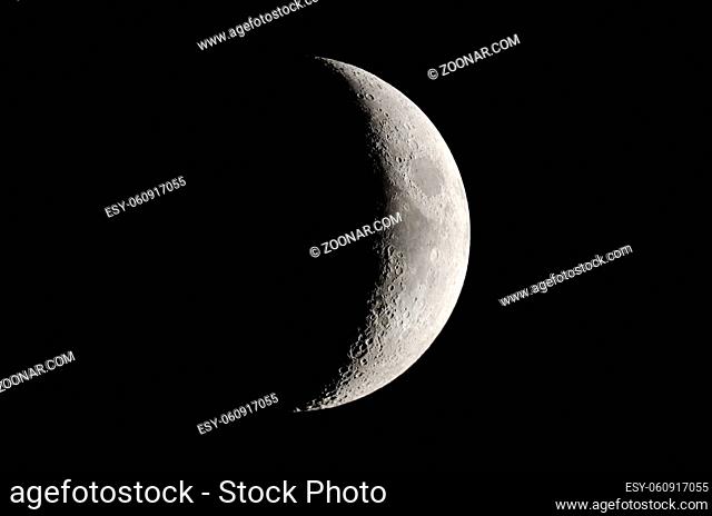 Phases of the Moon. Waxing crescent, moon background