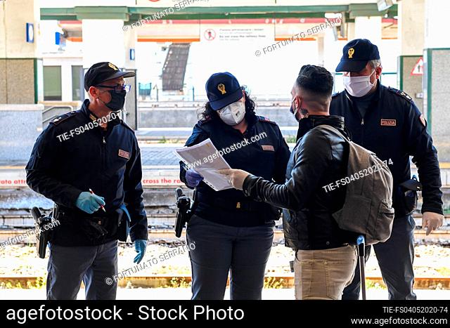 Police checks for the passengers of the first train from Roma Termini to Calabria region, during the firsts day of Coronavirus emergency phase 2 in Villa San...