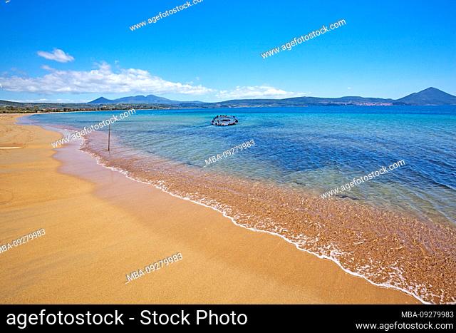 Golden Beach on the bay of Navarino, Messinia, Peloponnese, Greece