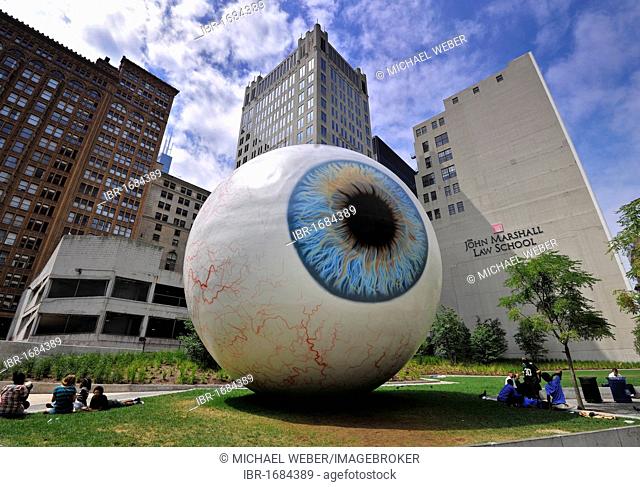 Sculpture, Eye, by Tony Tasset, Art Loop 2010, Pritzker Park, Chicago, Illinois, United States of America, USA