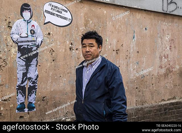 Murals by the street artist Laika on the coronavirus, which represents Sonia the owner of the Chinese restaurant Hang Zhou in the Esquiline neighborhood...