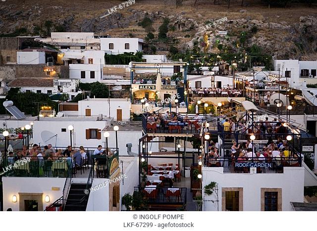 Lindos Akropolis, Restaurants, Rhodes, Greece
