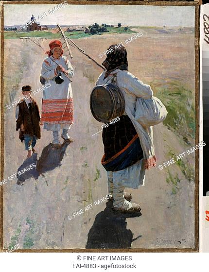 To the work. Vinogradov, Sergei Arsenyevich (1869-1938). Oil on canvas. Russian Painting, End of 19th - Early 20th cen. . 1895. Russia