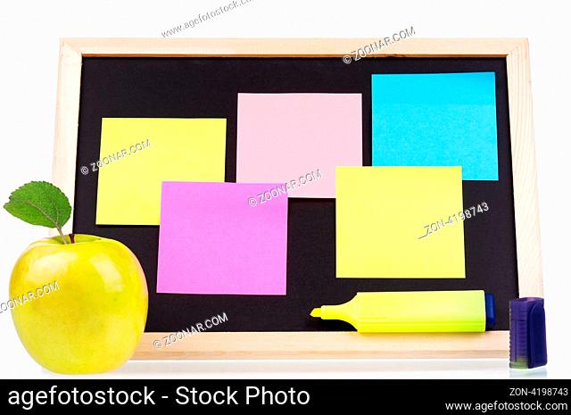 Small wooden blank blackboard isolated on white background