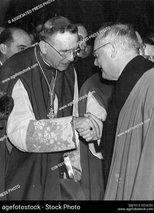 Catholic Bishop Greets Vishinsky - The Most Rev. J. Francis A. McIntyre (left), Coadjutor Bishop of the Roman Catholic Archdiocese of New York