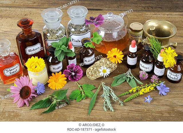 Tinctures with Marigold, Chicory, Peppermint, Lady's Mantle, St. John's Wort, Sage, Yarrow, Cornflower, Agrimony