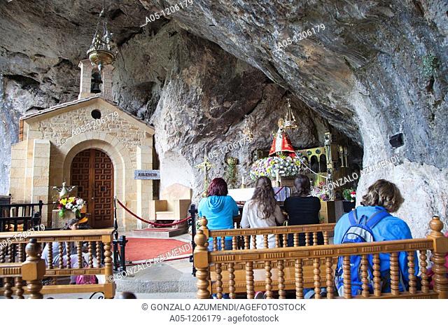 The Holy Cave where is the sculpture of Covadonga Virgin. Cangas de Onis. Council. Oriente region. Picos de Europa. Asturias. Spain