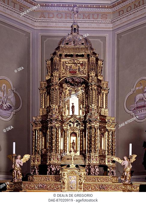Altar, San Lorenzo parish church, Antronapiana, Antrona Schieranco. Italy, 17th century