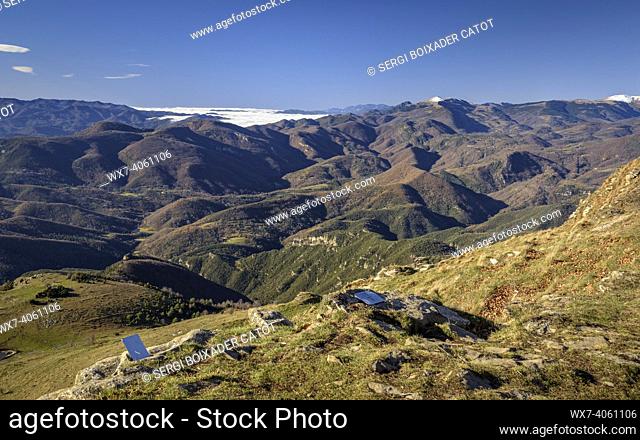 Views from the Comanegra summit (Garrotxa, Catalonia, Spain, Pyrenees)