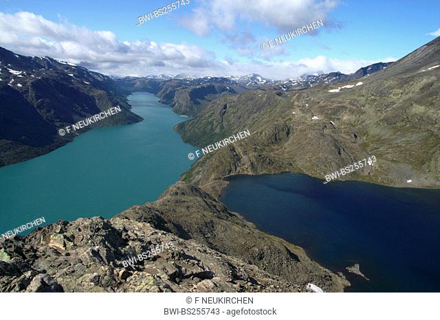 view from Besseggen to Lake Gjende, Norway, Jotunheimen National Park