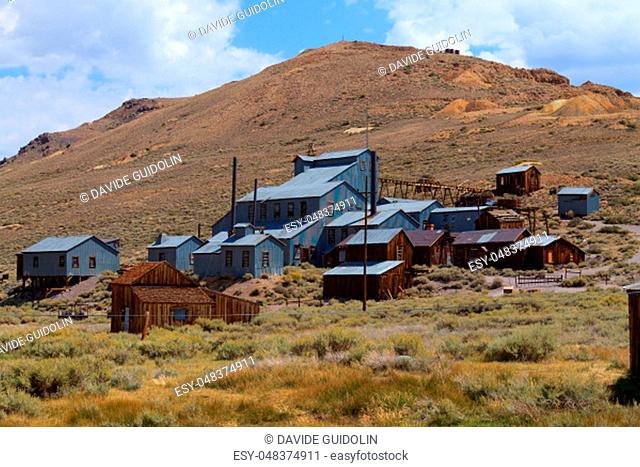 View from Bodie Ghost Town, California USA. Old abandoned mine