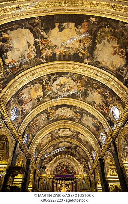 St. Johns Co-Cathedral in Valletta, the capital of Malta and listed as UNESCO world heritage. Interior. Europe, Southern Europe, Malta, April