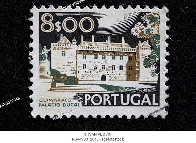 Palace of the Dukes of Braganza, Guimaraes, Minho, postage stamp, Portugal