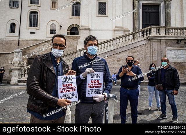 demonstration of merchants and hoteliers to ask the government for financial aid for the coronavirus crisis, Rome Italy 12 May 2020
