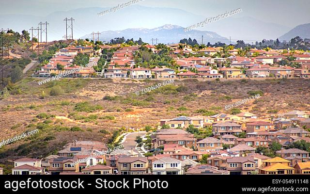 Suburbs under a mountain taken in and around Carlsbad California