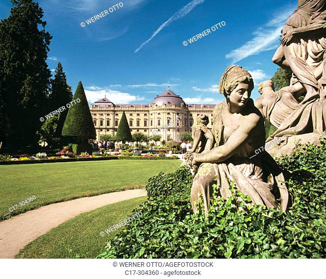 Germany, Würzburg, Main, Franconia, Bavaria, residence, Hofgarten Park, Hof Garden, baroque, sculptor Balthasar Neumann