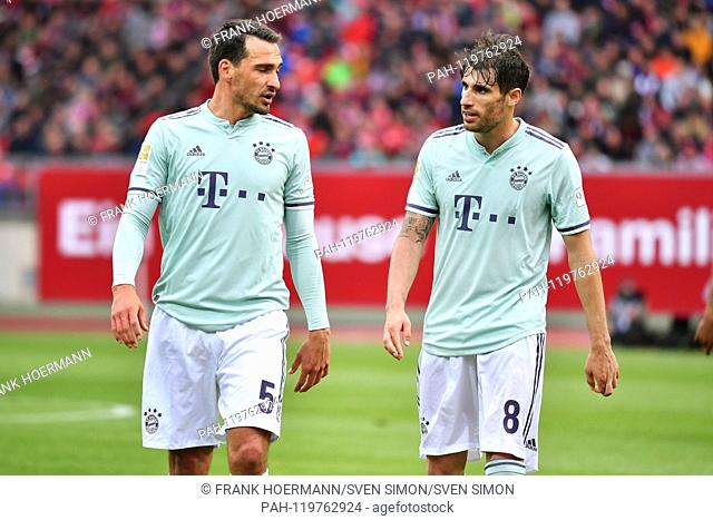 v.li:Mats HUMMELS (Bayern Munich), Javi (Javier) MARTINEZ (Bayern Munich), action. Soccer 1. Bundesliga, 31.matchday, matchday31, 1