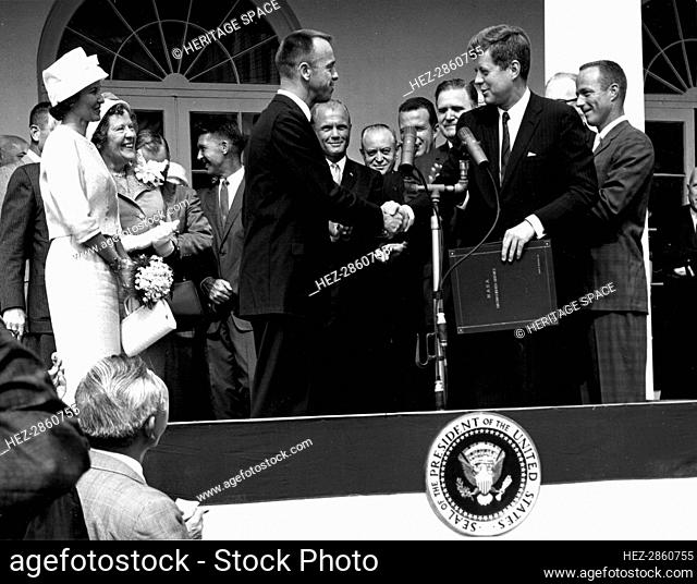 Kennedy and Shepard in Washington D.C., 1961. Creator: NASA