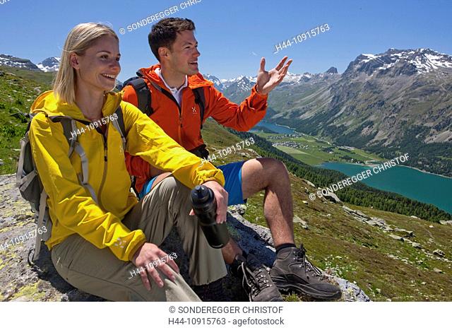 Canton, Graubünden, Grisons, Switzerland, Europe, Engadin, Engadine, Upper Engadine, mountain, mountains, footpath, walking, hiking, trekking, panorama