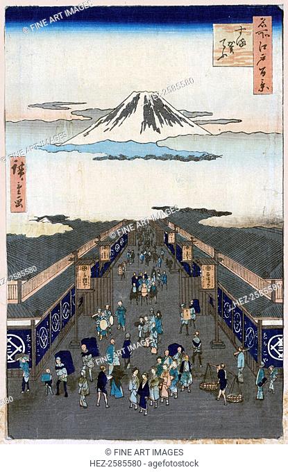 Surugacho (One Hundred Famous Views of Edo), 1856-1858. Hiroshige, Utagawa (1797-1858). Found in the collection of the State Hermitage, St. Petersburg
