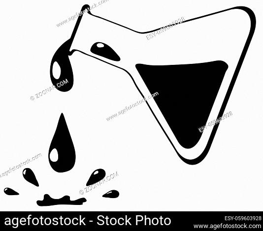 Chemical droplets symbol black, vector illustration, horizontal, isolated