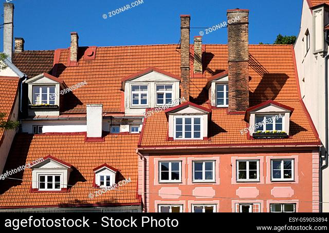 Riga. Bright houses on the Livu Square (Livu - small Baltic-Finnish people who in ancient times inhabited a significant part of the territory of Latvia