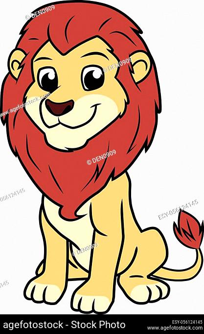 Illustration of a cartoon lion sitting on a white background, Stock Vector,  Vector And Low Budget Royalty Free Image. Pic. ESY-056124145 | agefotostock