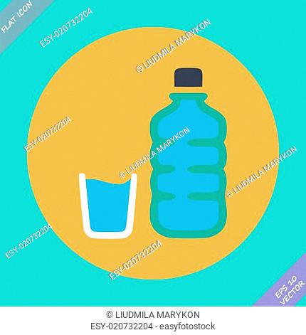 Set of water bottle and amp - vector illustration