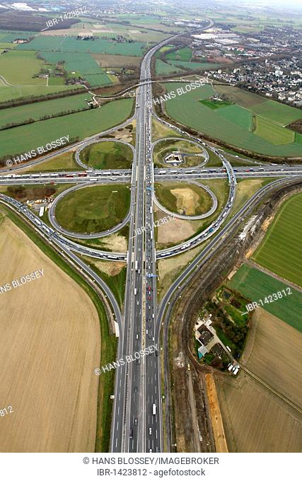 Aerial photo, Kamen cross, junction A1 A2, Kamen, Ruhr Area, North Rhine-Westphalia, Germany, Europe