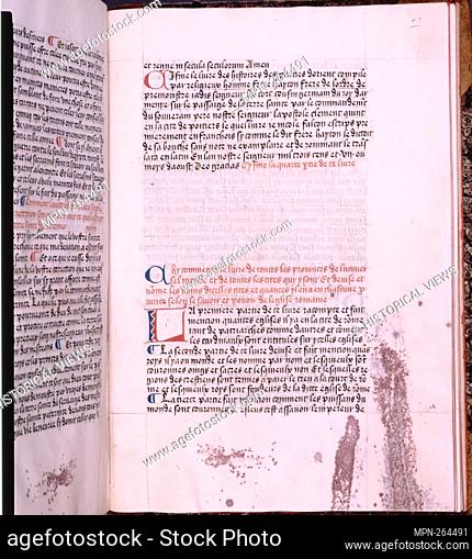 Explicit of text 1, incipit of Liber provinciarum. Hayton, Frère (ca. 1235-ca. 1314) (Author) Associate of the Master of Apocalypse (Artist)