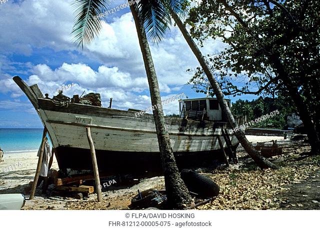 Fishing boat on beach, Ngazidja Grande Comore, Comoros Islands